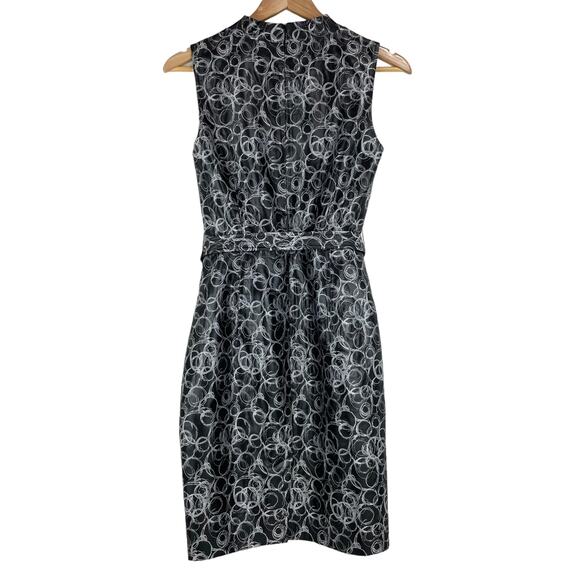 Vera Wang Lavender Label Belted Bubble Circle Sheath Dress V-Neck Size 4 Black - Picture 2 of 10